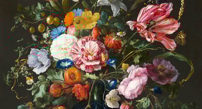Fine art painting of flowers in bold colours 